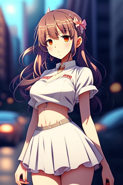 Lexica - Cute anime girl with white top and short skirt