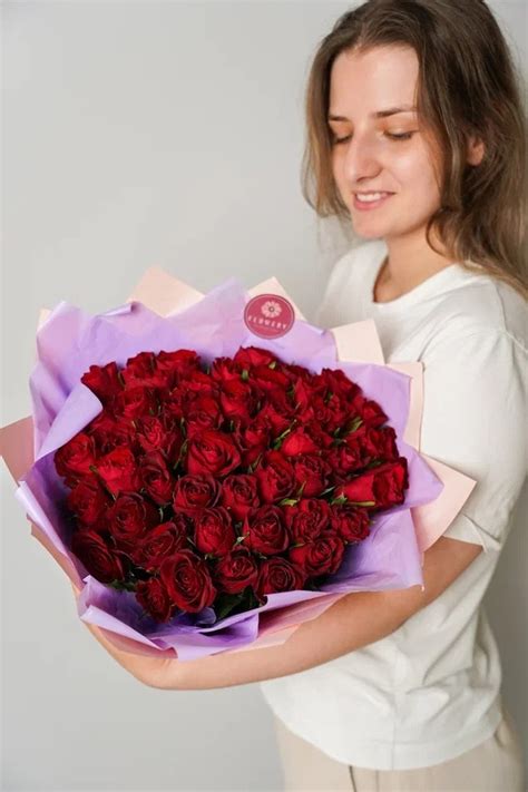 Роза Кения 40 см красные (Standart) 51 шт | Цветочная лавка Flowery
