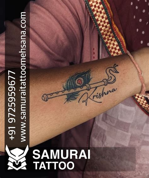 Flute with feather tattoo |Flute tattoo |Feather tattoo |Krishna tattoo ...