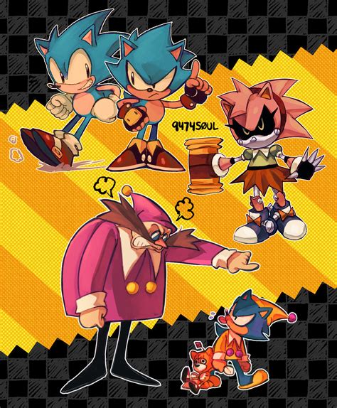 sonic the hedgehog, amy rose, dr. eggman, metal sonic, metal amy, and 1