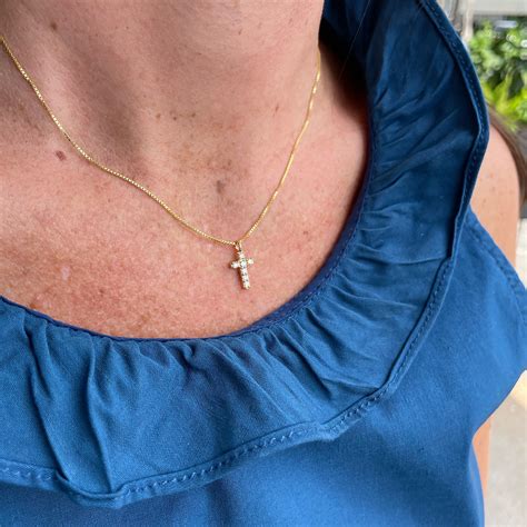 14K Dainty Diamond Cross Necklace – Christina Greene