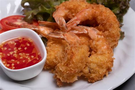 Fried Shrimp Tempura with Sauce Stock Image - Image of plate, chopstick ...