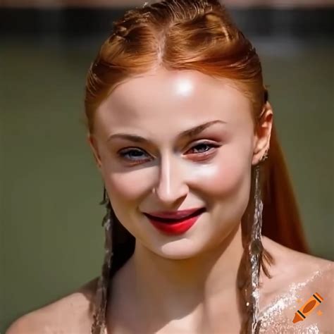 Gorgeous "sansa stark" red lips big eyes in ancient roman bath bathing ...