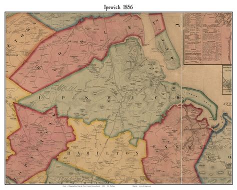 Ipswich Massachusetts 1856 Old Town Map With Homeowner Names - Etsy