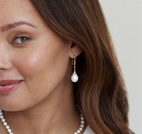 mm freshwater pearl rose gold plated olive drop earrings