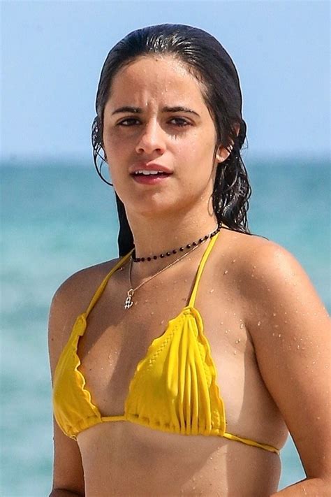 Camila Cabello in a Yellow Bikini on the Beach in Miami 09/20/2021