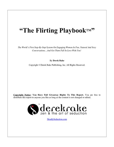 The Flirting Playbook The World’s First Step-By-Step System On Engaging