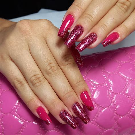 Ideias De Unhas Rosa Com Glitter - Unhas Com Ponta De Glitter Rosa