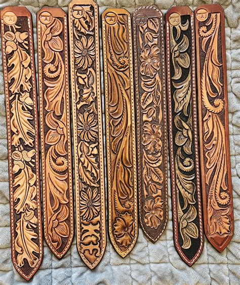 custom tooled leather belt etsy