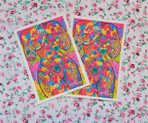 Psychedelic Trippy Hippie Nude Girl Art Cow Print Thong Wall - Etsy Canada