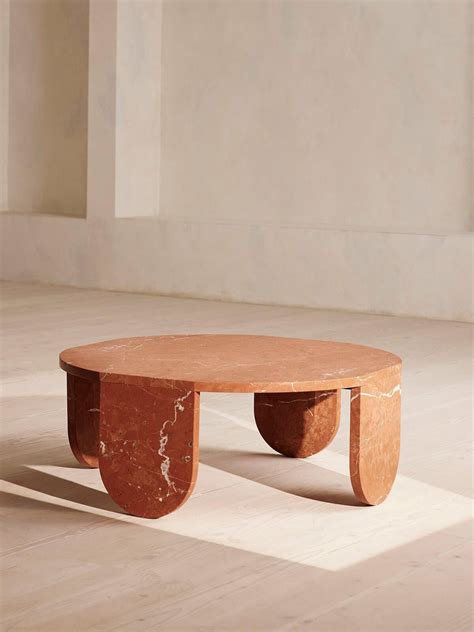Tobias Coffee Table, Rosso Alicante Marble | Travertine coffee table