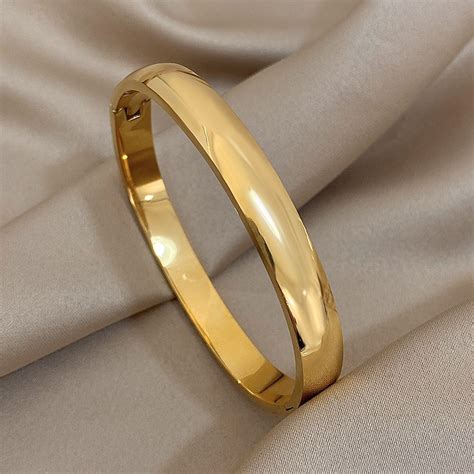 mm curved glossy plain bracelet bangle  women men chunky stainless
