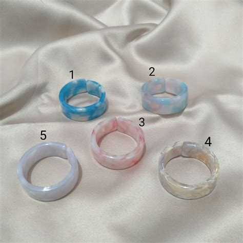 resin ceramic ring aesthetic ring adjustable shopee malaysia