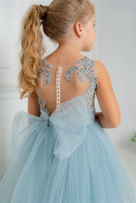 Flower Girls Dressblue Flower Girl Dresstutu Flower Girl | Etsy