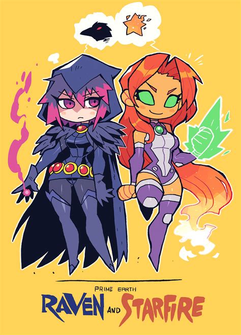 raven and starfire (dc comics and 1 more) drawn by rariatto_(ganguri