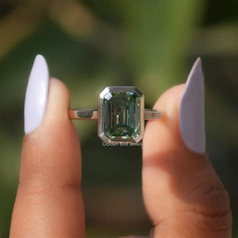 Bezel Set Emerald Cut Engagement Ring