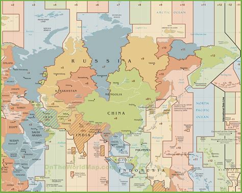 Asia time zone map - Ontheworldmap.com