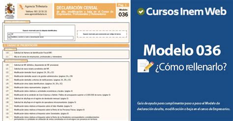 Cómo rellenar el modelo 036 Cursosinemweb.es