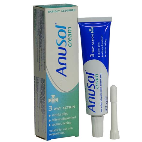 Anusol Haemorrhoids Cream Shrinks Piles with 3 Way Action 43g Tube