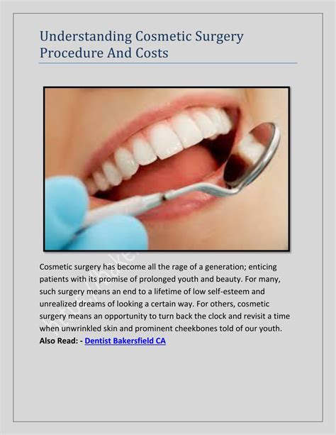 understanding cosmetic surgery procedure  costs powerpoint