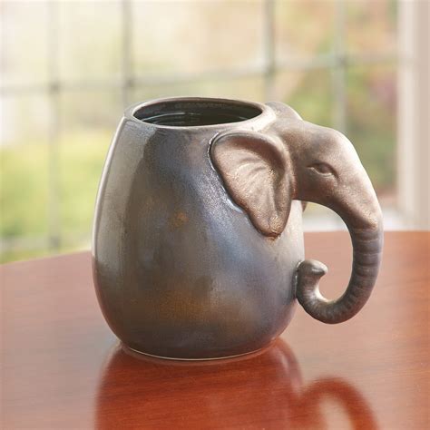 Ceramic Elephant Mug - Elephant Coffee Mug, Elephant Shaped Tea Cup