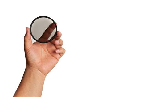 hand holding filter neutral density   white background copy space