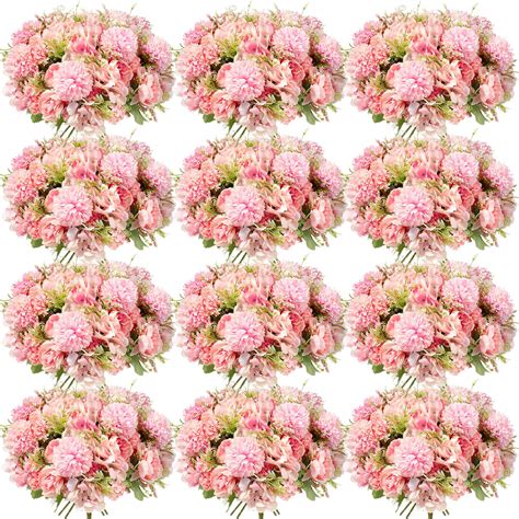 Tigeen 12 Bundles Peonies Artificial Flowers Artificial Peonies Silk