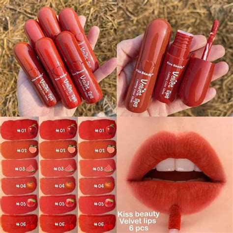 kiss beauty velvet lips lipgloss matte waterproof original thailand