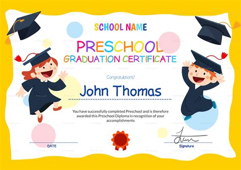 Preschool Graduation Certificate Design Template in PSD, Word | Шаблоны ...