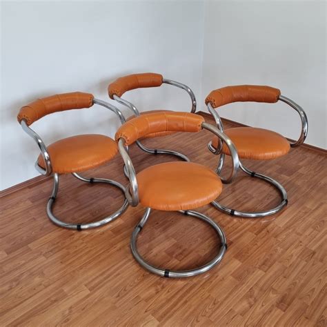 Set of 4 Chrome Dining Chairs by Rudi Bonzanini for Tecnosalotto, Italy ...
