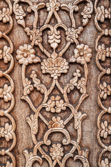 Flower Pattern Uzbek Traditional Ornament on Wooden Carved Door in ...