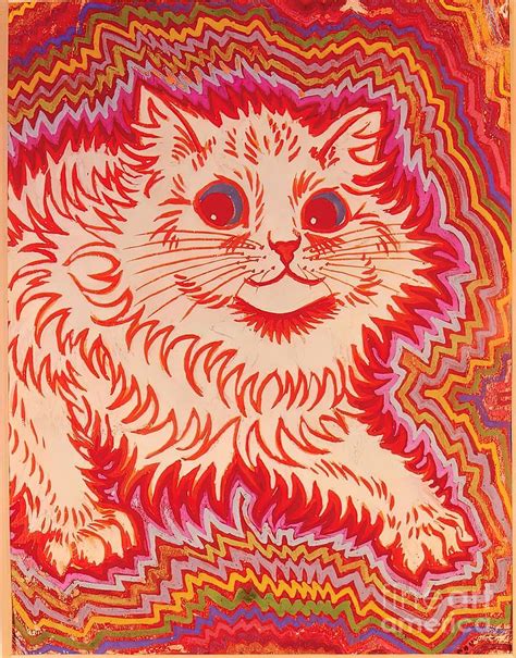 Louis Wain Orange Psychadelic Cat Painting by Morgan Ruby - Fine Art