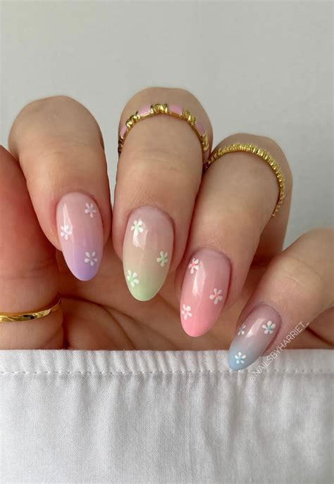 spring inspired nail designs pastel nails  floral accents