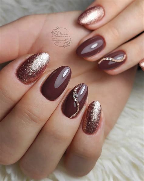 13 Elegant Rose Gold Burgundy Nails For Inspiration - Nail Designs Daily