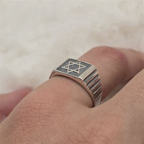 Anel Estrela De Davi - Anel de prata 925 masculino estrela de davi