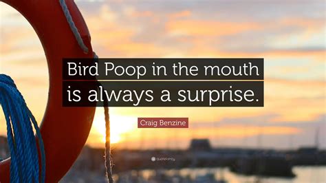 Craig Benzine Quote: “Bird Poop in the mouth is always a surprise.”