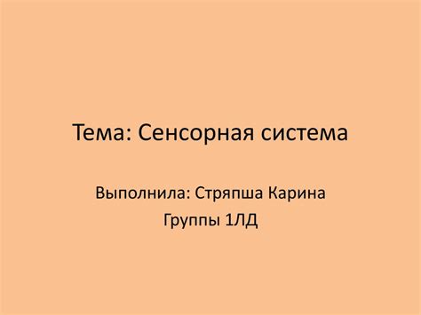 Сенсорная система - презентация онлайн