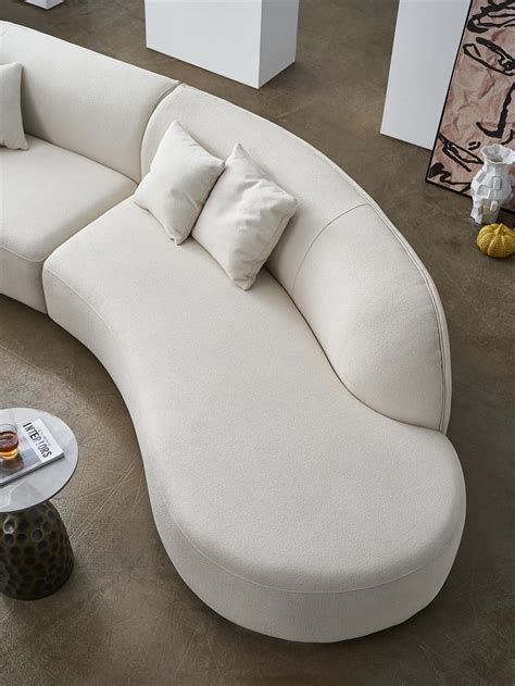 Modern Curved Sectional Sofa Curved Sofa Textured Fabric Upholstery ...