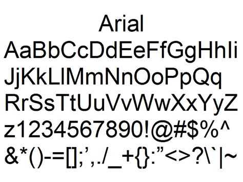 Font Alphabet Styles: Arial