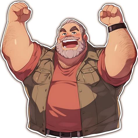 Premium AI Image | Sticker Anime Boys Fat Cute Chubby Cartoon with Bold ...