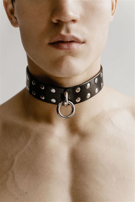 Leather men Collar Submissive male Choker mens Collar BDSM | Etsy