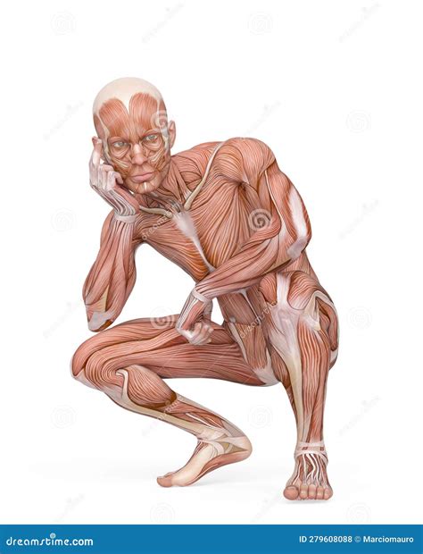 Average Man Muscle Maps is Crouched Stock Illustration - Illustration