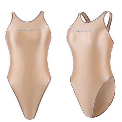 AMORESY Women's Sexy Shiny Swimwear Spandex One Piece Swimsuit Leotards