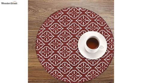 Buy Red Cotton Braided Round Table Placemats - Set of 2 Online in India ...