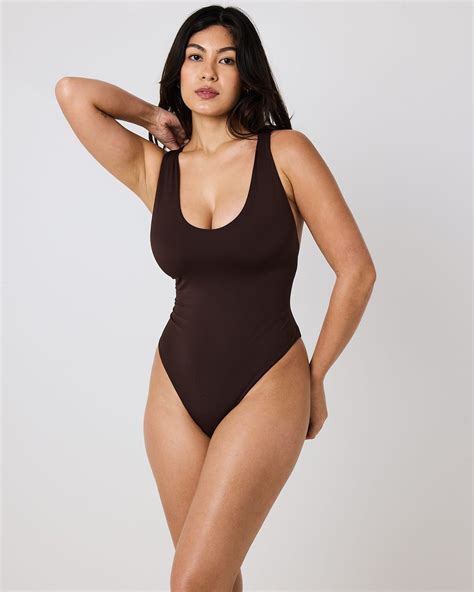 Celeste Waist Cinching Tie Back One Piece Swimsuit – chocolate dark