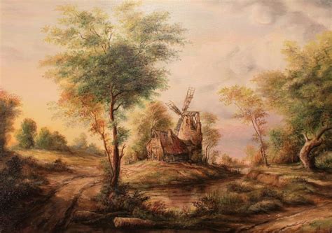 peisaj cu moara de vant tablou de  scurtu