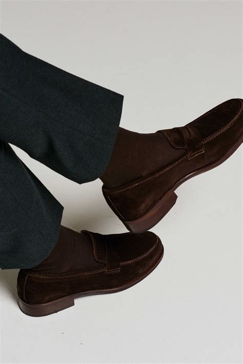 Туфли мужские пенни-лоферы замшевые, коричневые (ivy loafer) - купить ...