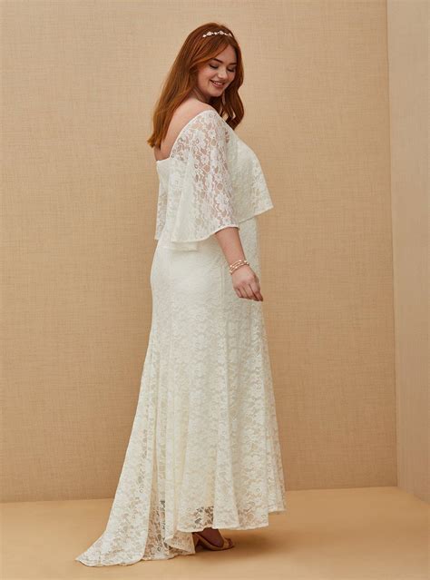Plus Size - Ivory Lace Capelet Wedding Dress - Torrid