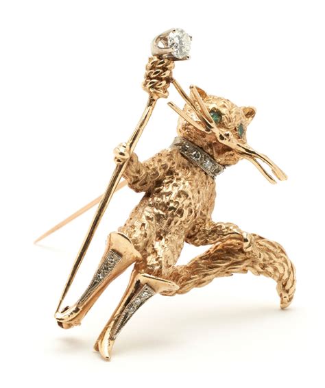Lot 824: 2 Ladies Gold, Diamond, & Gemstone Animal Brooches | Case Auctions