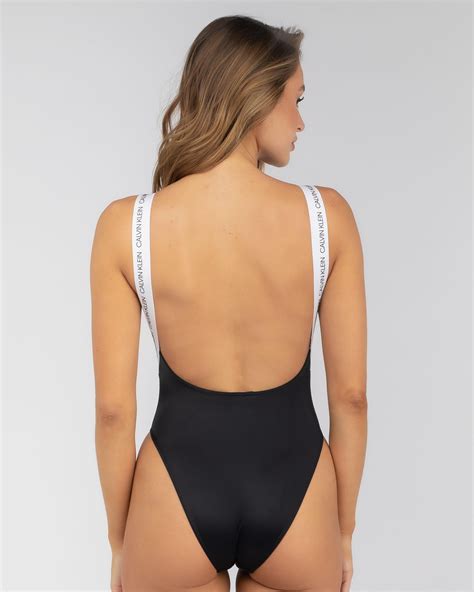 Shop Calvin Klein Scooped One Piece Swimsuit In Pvh Black - Fast